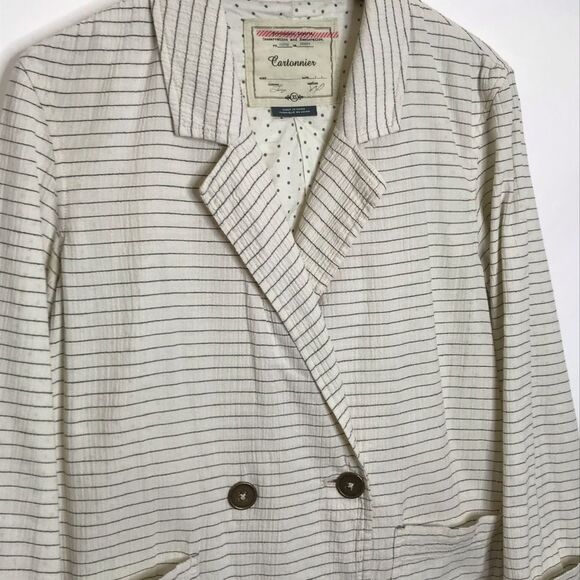 Anthropologie Cartonnier Striped Double Breasted Blazer with Pockets XS - Picture 4 of 7